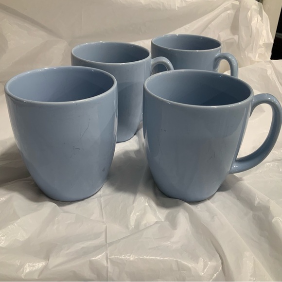 Set Of 4 Vintage Corelle Stoneware Coffee Cups Mugs Light Blue/Periwinkle - Picture 10 of 11